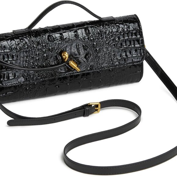 Vibrant Colorful Croc-Style Women\'s Evening Clutch Bag with Flap Closure
